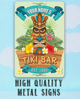 Personalized - Tiki Bar Aloha - Metal Sign