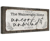 Personalized - Uncork And Unwind - Canvas