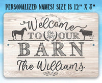 Personalized - Welcome To Our Barn - Metal Sign