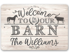 Personalized - Welcome To Our Barn - Metal Sign