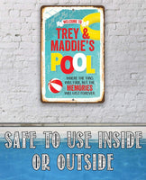 Personalized - Welcome To Our Pool - Metal Sign