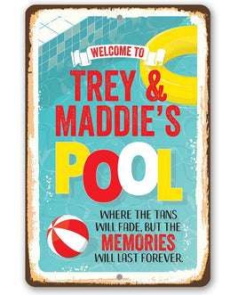 Personalized - Welcome To Our Pool - Metal Sign