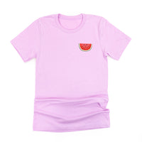 Pocket Fruit (Front) w/ Group of Smiley Fruit (Back) - Unisex Tee