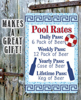 Pool Rates - Metal Sign