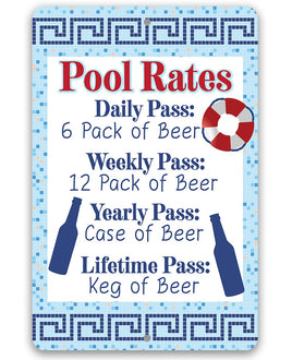 Pool Rates - Metal Sign