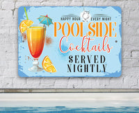 Poolside Cocktails - Metal Sign