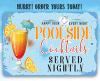 Poolside Cocktails - Metal Sign