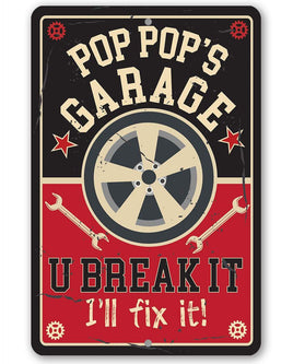 Pop Pop's Garage - Metal Sign