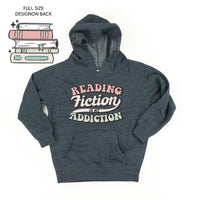 Reading Fiction is My Addiction on Front w/ Books on Back - Child Hoodie