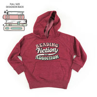 Reading Fiction is My Addiction on Front w/ Books on Back - Child Hoodie