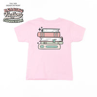 Reading Fiction is My Addiction on Front w/ Books on Back - Child Tee
