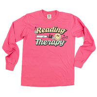 Reading is Therapy - Long Sleeve Comfort Colors Tee
