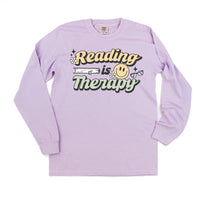 Reading is Therapy - Long Sleeve Comfort Colors Tee