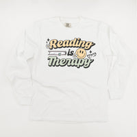 Reading is Therapy - Long Sleeve Comfort Colors Tee