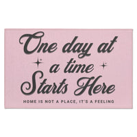 Recovery Indoor Doormat | Inspiring Sobriety | One Day at a Time Starts Here (Light Colors)