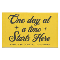 Recovery Indoor Doormat | Inspiring Sobriety | One Day at a Time Starts Here (Light Colors)
