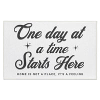 Recovery Indoor Doormat | Inspiring Sobriety | One Day at a Time Starts Here (Light Colors)