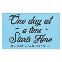 Recovery Indoor Doormat | Inspiring Sobriety | One Day at a Time Starts Here (Light Colors)