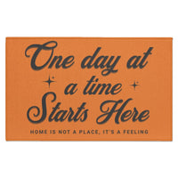 Recovery Indoor Doormat | Inspiring Sobriety | One Day at a Time Starts Here (Light Colors)