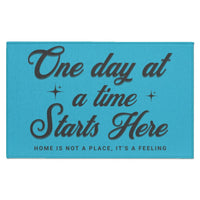 Recovery Indoor Doormat | Inspiring Sobriety | One Day at a Time Starts Here (Light Colors)