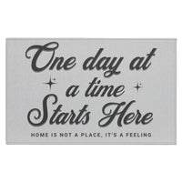 Recovery Indoor Doormat | Inspiring Sobriety | One Day at a Time Starts Here (Light Colors)
