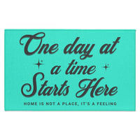 Recovery Indoor Doormat | Inspiring Sobriety | One Day at a Time Starts Here (Light Colors)