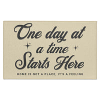 Recovery Indoor Doormat | Inspiring Sobriety | One Day at a Time Starts Here (Light Colors)