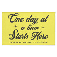 Recovery Indoor Doormat | Inspiring Sobriety | One Day at a Time Starts Here (Light Colors)