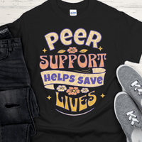 Recovery T-Shirt | Inspiring Sobriety |  Peer Support Saves Lives (Retro)