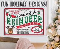 Reindeer Sleigh Rides - Metal Sign