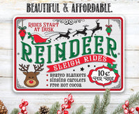 Reindeer Sleigh Rides - Metal Sign