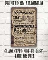 Retirement Rules - Metal Sign
