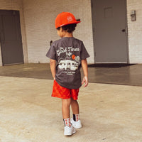 RETRO-WAVE HYBRID BOARD SHORT - RED/ORANGE