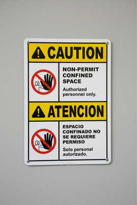 ⚠️ Caution Signs :Bilingual Caution Non-Permit Confined Space Sign -A15