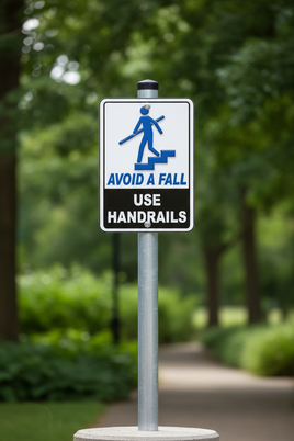 ⚠️ Caution Signs :Avoid A Fall Use Handrails Sign