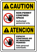 ⚠️ Caution Signs :Bilingual Caution Non-Permit Confined Space Sign