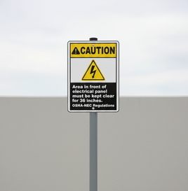 Area In Front of Panel Must Be Clear Sign