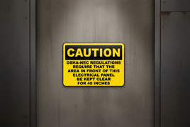 Caution Keep Panel Clear For 48 Inches Sign