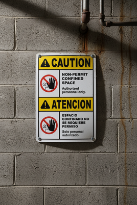 ⚠️ Caution Signs :Bilingual Caution Non-Permit Confined Space Sign