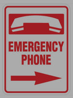 Emergency Phone Right Arrow Sign - 18" x 24"