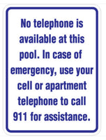 No Telephone Available Sign - 18" x 24"