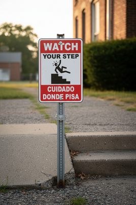 ⚠️ Caution Signs :Bilingual Watch Your Step Sign