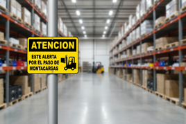 Spanish Caution Watch For Forklifts Sign