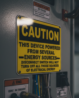 Caution Several Energy Sources Sign