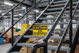 ⚠️ Caution Signs :Use Handrails One Step At A Time Sign