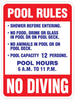 Pool Rules Sign - 24" x 36"