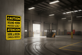 Bilingual Caution Sound Horn Proceed Slowly Sign