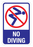 No Diving Sign - 12" x 18"