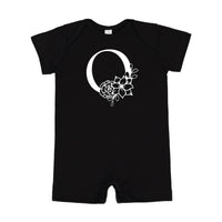 FLORAL INITIALS - Short Sleeve / Shorts - One Piece Baby Romper