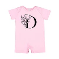 FLORAL INITIALS - Short Sleeve / Shorts - One Piece Baby Romper